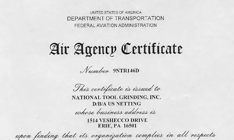 Air Agency Certification for US Netting