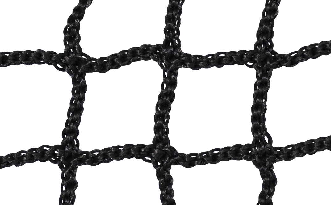 Safety barrier nets with knotted netting