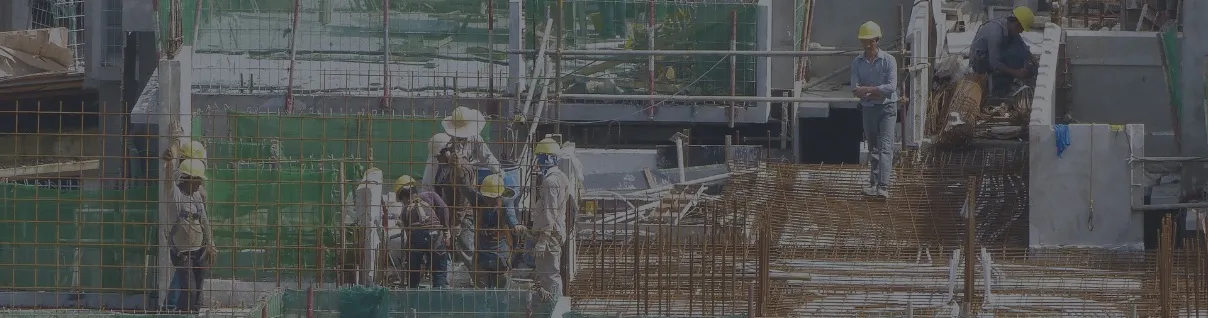 People working at a construction site.
