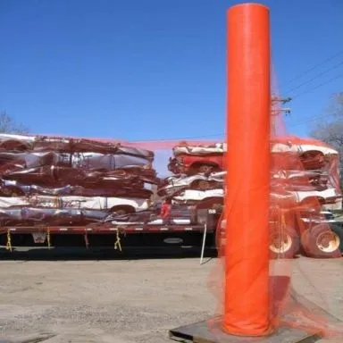 Crushed car containment netting.