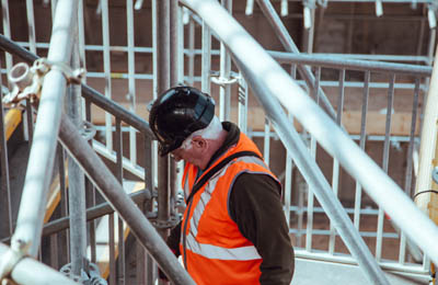 Construction Site Man with Hard Hat