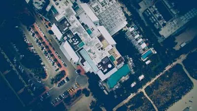 Overhead shot of hotel building