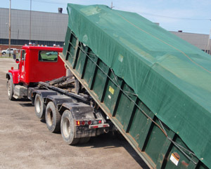 Dumpster Cover on Tractor Trailer
