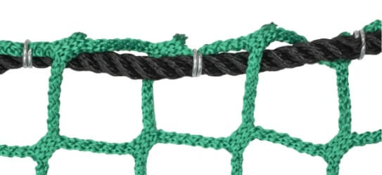 Close up of a green and black rope border