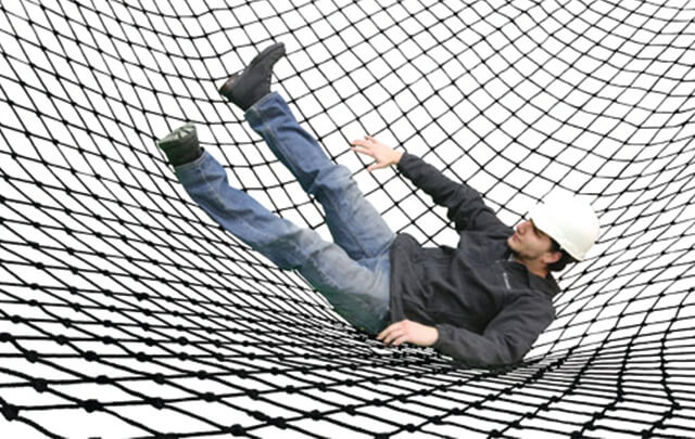 Fall safety nets in use