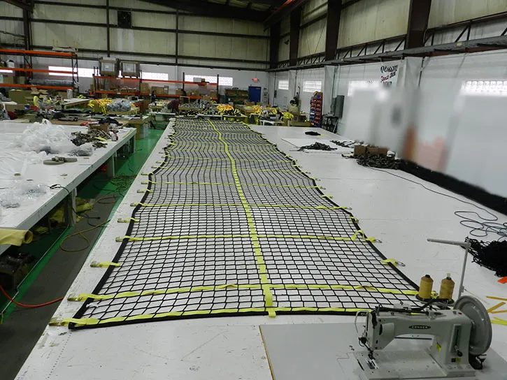 Custom truck cargo net in production